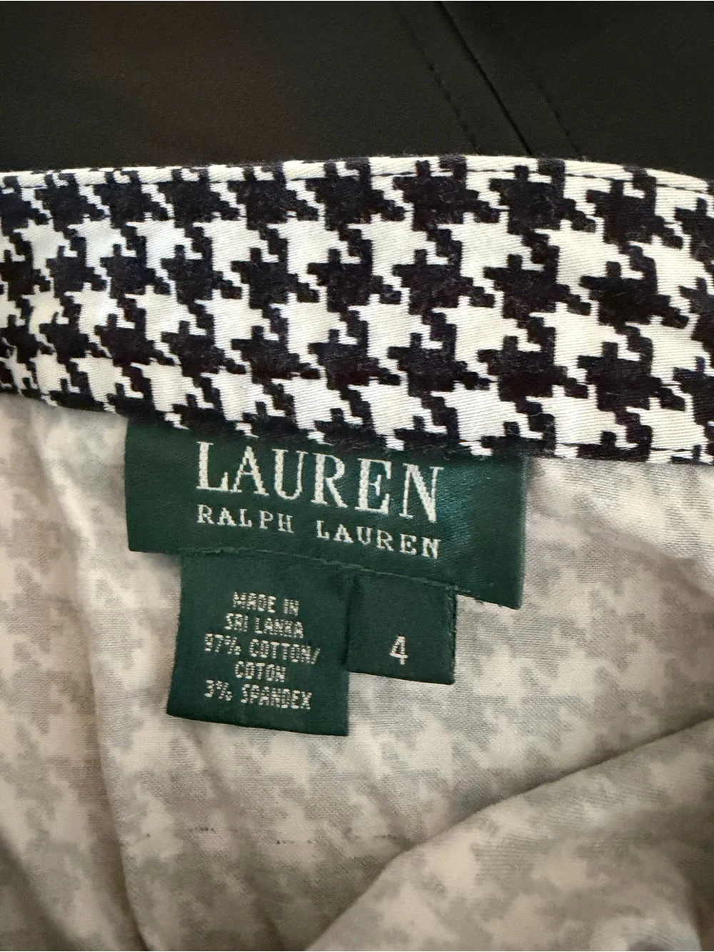 Ralph Lauren Black and White Houndstooth Pencil Skirt